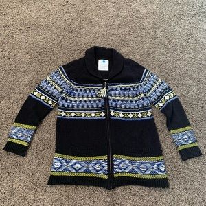Anthropologie Sparrow Black Knit Sweater, Size medium Wool Blend, Aztec, Pockets